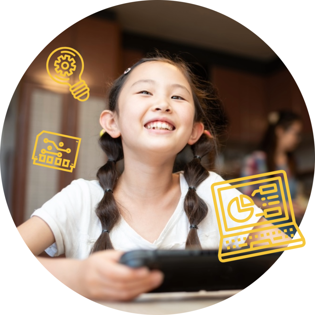 楽しそうに思考している女の子